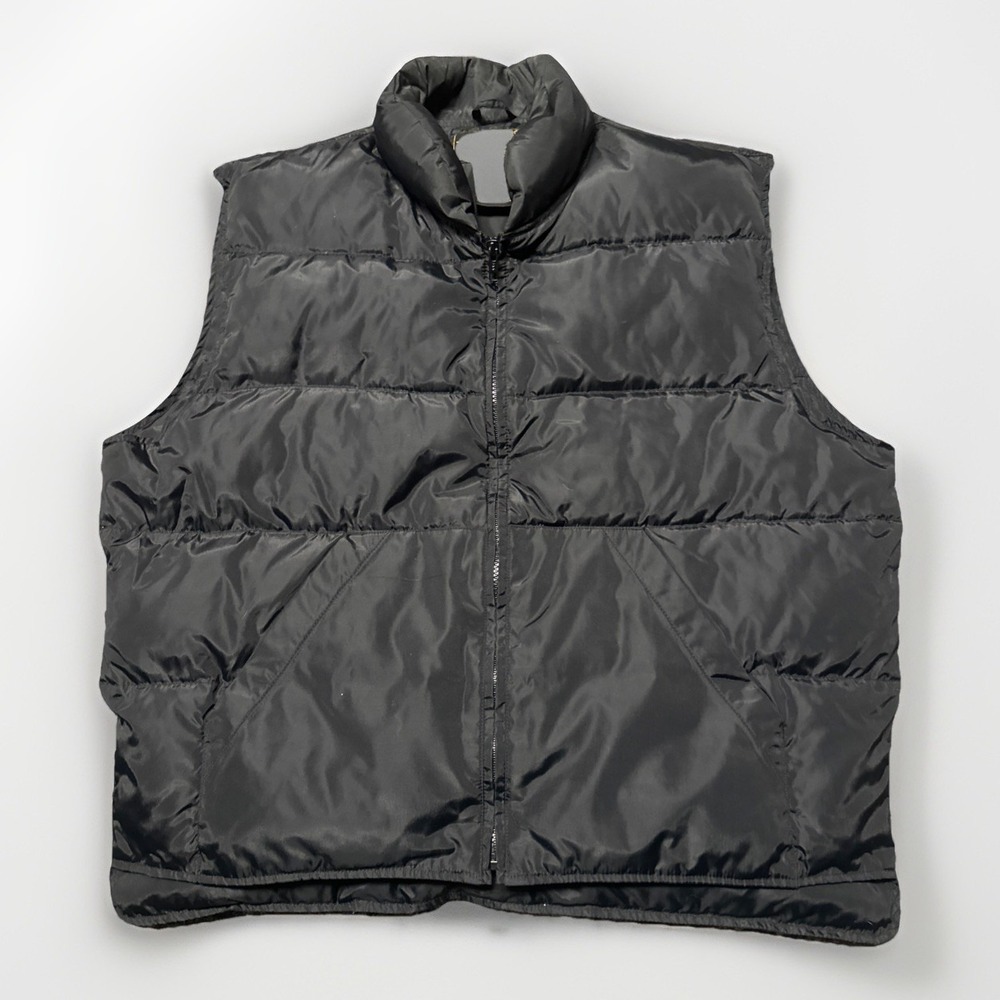 Eddie Bauer Vest Mens XL Black Premium Quality Goose Down Puffer Full Zip Casual